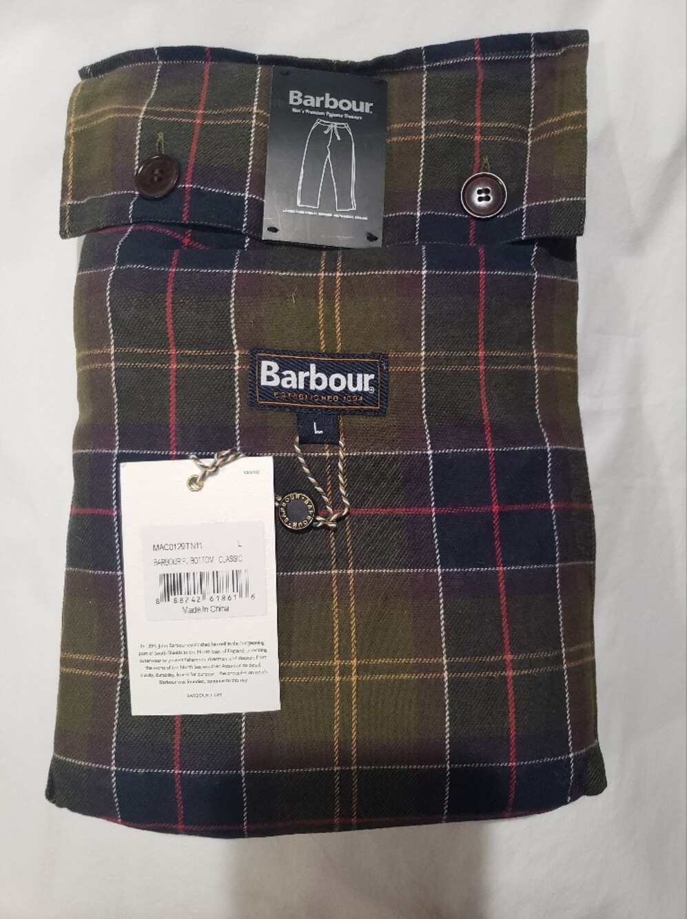 Barbour Olive and Navy Tartan Pajama Pants